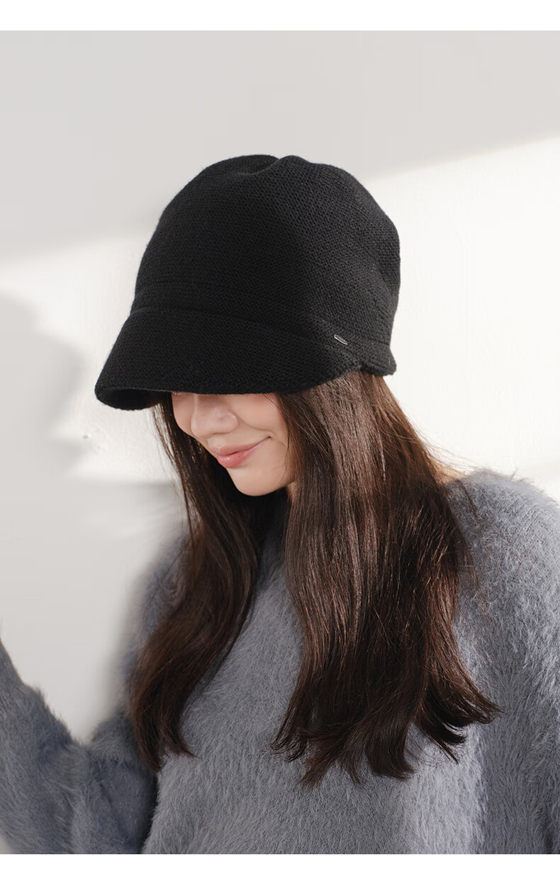 CACUSS Pure Wool Knit Hat Women Winter Warm Woolen Cap Large Head Circumference Slim Face Cold Hat Winter Beanie Slouchy Hat for Women 8