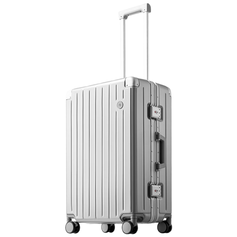 JD Original Borderless Aluminum Frame Large Capacity Suitcase for Men And Women, Carry-On Luggage, Express Delivery, Lightweight, Snow Mountain Silver, 24 Inches