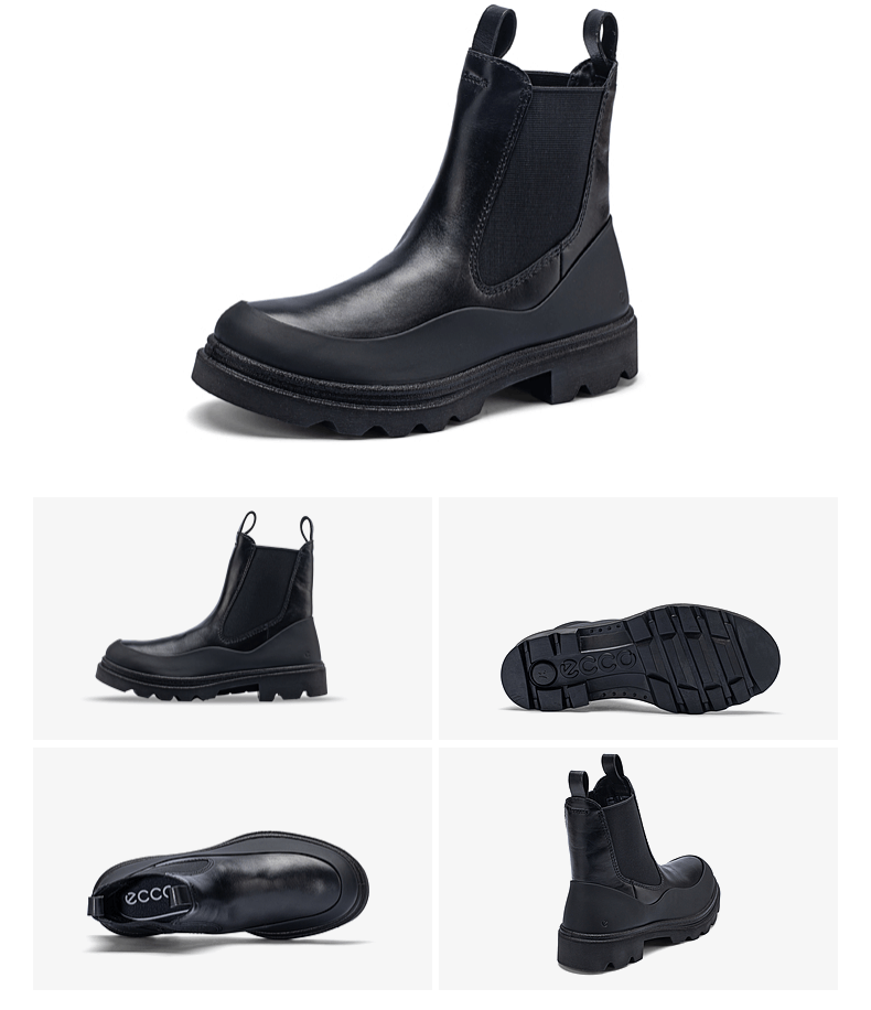 ECCO Women's Chelsea Boots Winter High-End Brand Simple Commuter Thick Sole Innovation 214793 Black Size 35 2