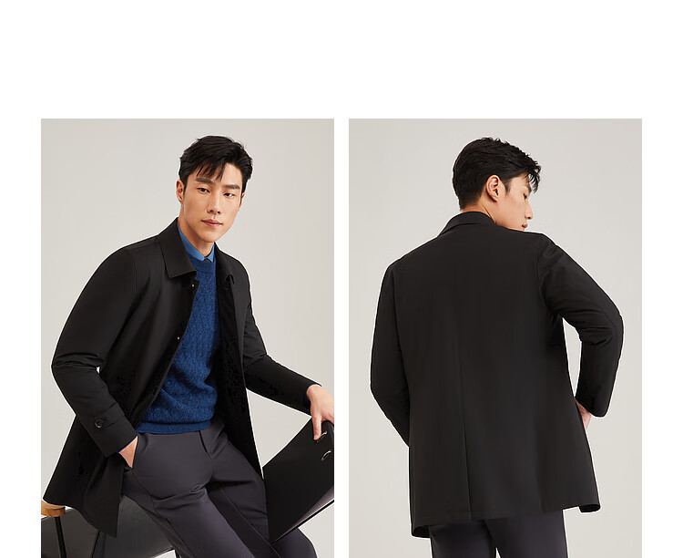 YOUNGOR [Detachable Goose Down Inner Liner Windbreaker] Autumn And Winter Executive Coat, Navy Blue (New), XL (180/100A) 19