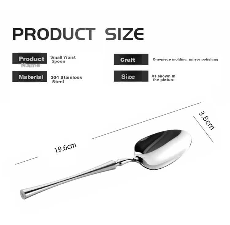 Shihua 304 Stainless Steel Spoons, Set of 2, Small Waist Round Handle Dining Spoons, Enlarged Soup Spoons, Soup Ladles, Rice Spoons 3