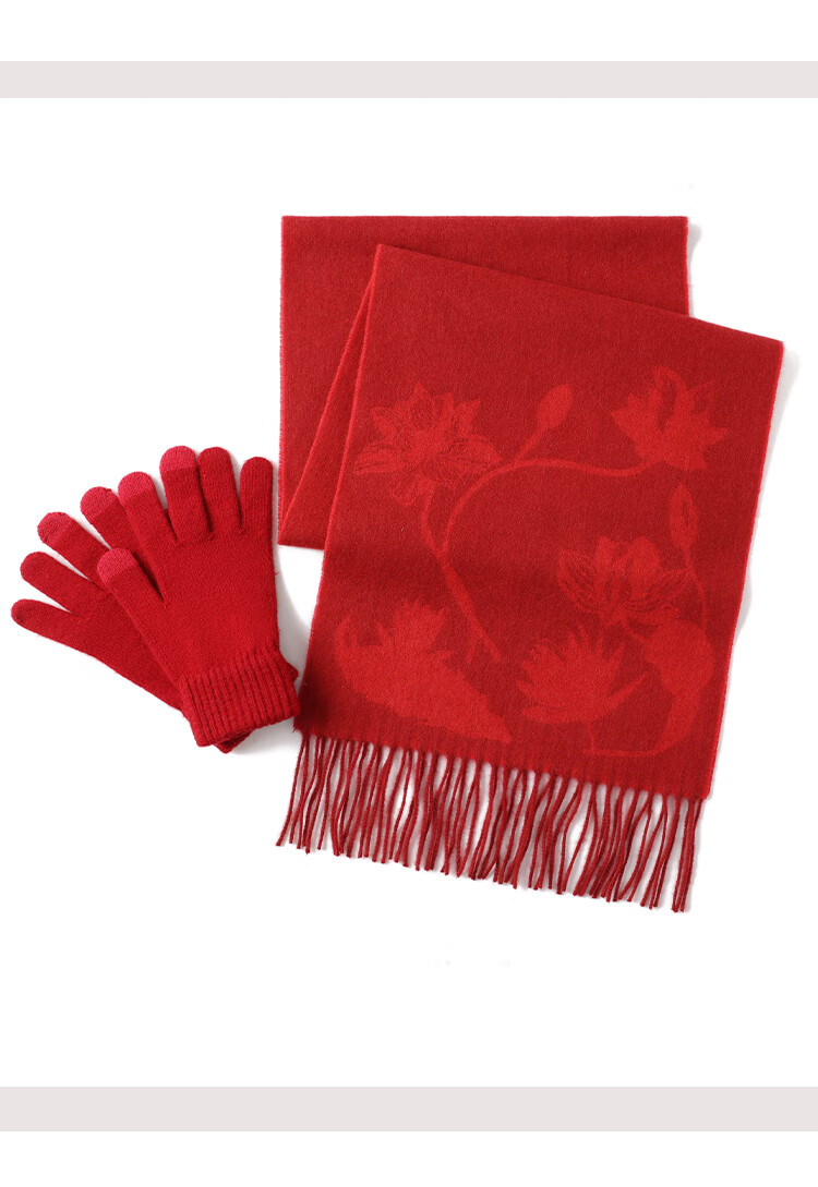Hengyuanxiang Cashmere Scarf and Wool Gloves Set for Women Autumn Winter Warmth Mom New Year Birthday Gift 5