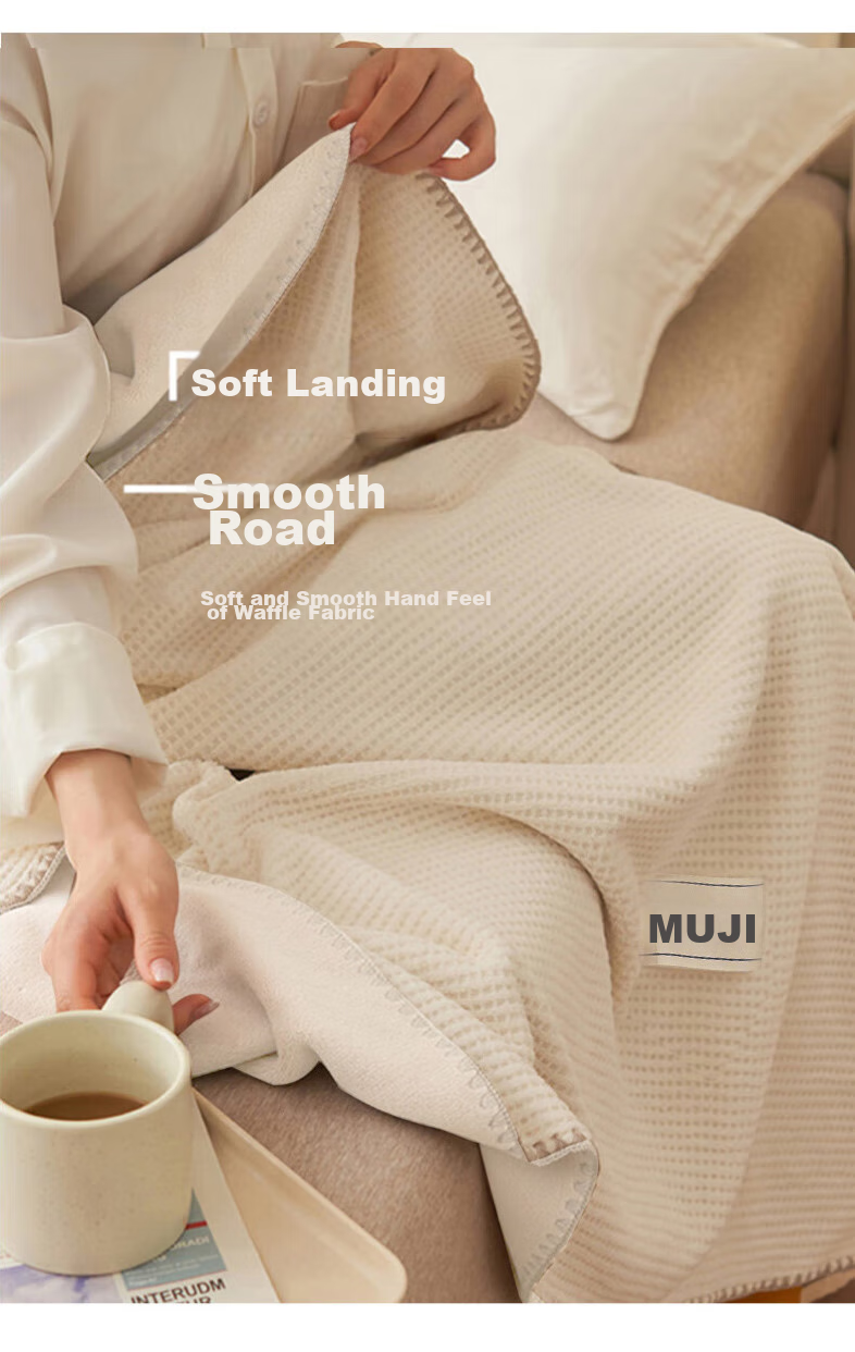 Wuyinliangpin Thickened Waffle Pattern Blanket Nap Throw Quilt Air Conditioning Cover 150*200cm Space Gray 4