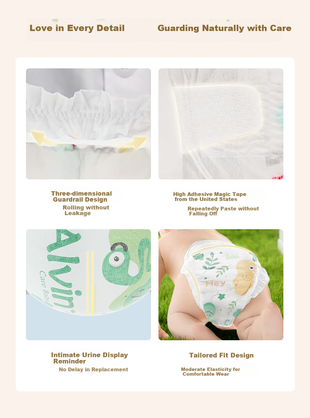 Aiweier Alvin [Brand Direct Supply, Safe Quality] Little Monster Diapers, Ultra-Thin Trial Pack, Size S, 3 Pieces 7