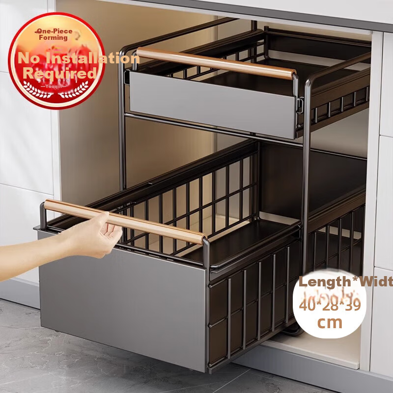 Jiadu Storage Cabinet, Under-Sink Organizer, Multi-Functional Dish Rack, Drawer-Style Multi-Layer Shelf for Bowls, Dishes And Seasonings