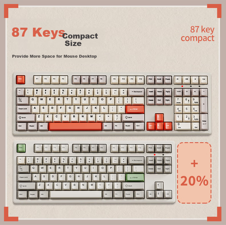 EWEADN CR108 Cherry MX Mechanical Keyboard, Wireless Bluetooth Wired Tri-Mode Gaming Esports Office, 108-Key Computer Laptop Tablet Universal Peripheral 11
