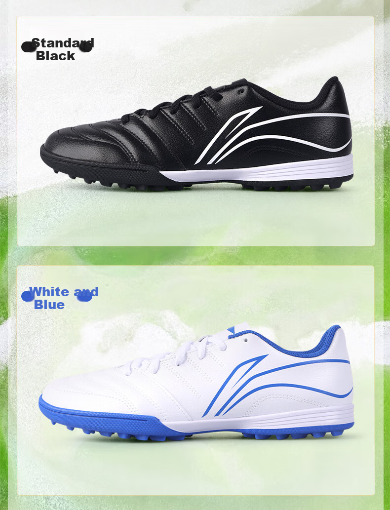 Li-Ning Soccer Shoes for Adults, Men's Cleats, Big Kids And Teenagers, Professional Competition Training Shoes, Non-Slip Breathable Studs, White, Size 44 15