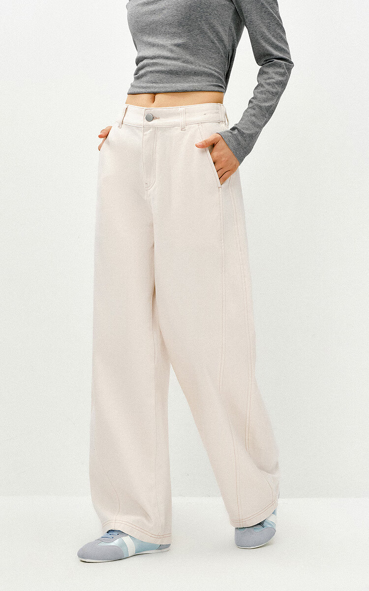 Semir Women's Jeans Spring Split White Loose Curved Knife Pants 2026 Relaxed Slim Floor-Length Pants 109126124001 3