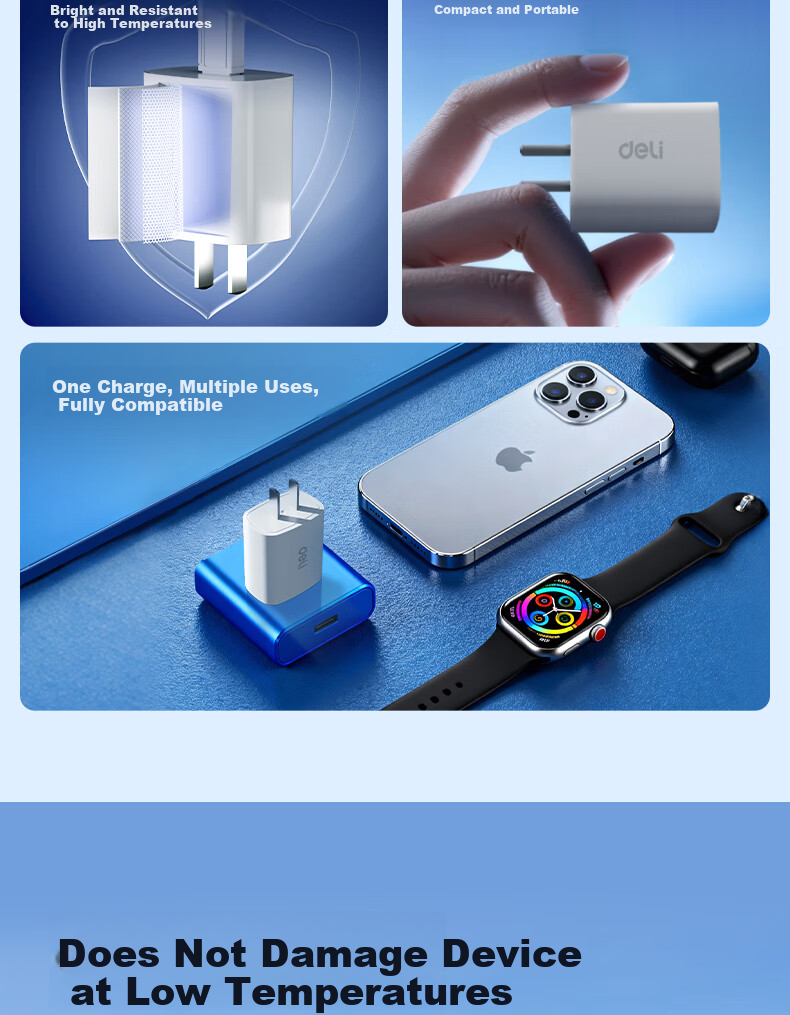 Deli Charger Set: PD20W GaN Fast Charging Adapter + 1.2m Type-C to Lightning Data Cable for Apple IPhone 8-14 Series Phones And IPad, Earphones 3