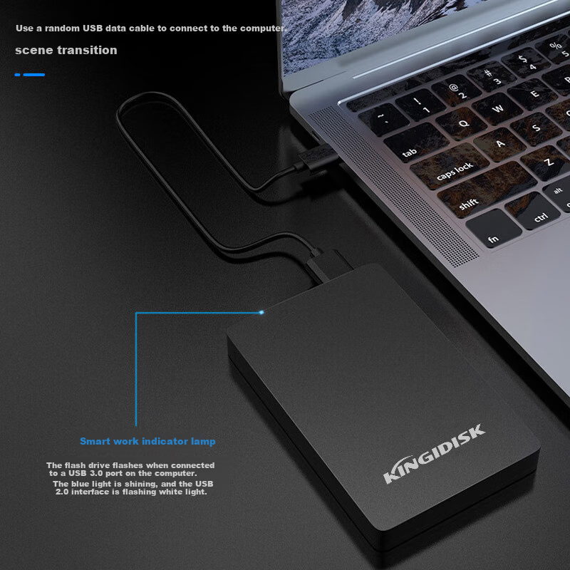 Heijiachong (KINGIDISK) 500GB USB3.0 Portable Hard Drive H Series 2.5-Inch Matte Black Simple Portable Business Companion with Built-In Encryption Software H500