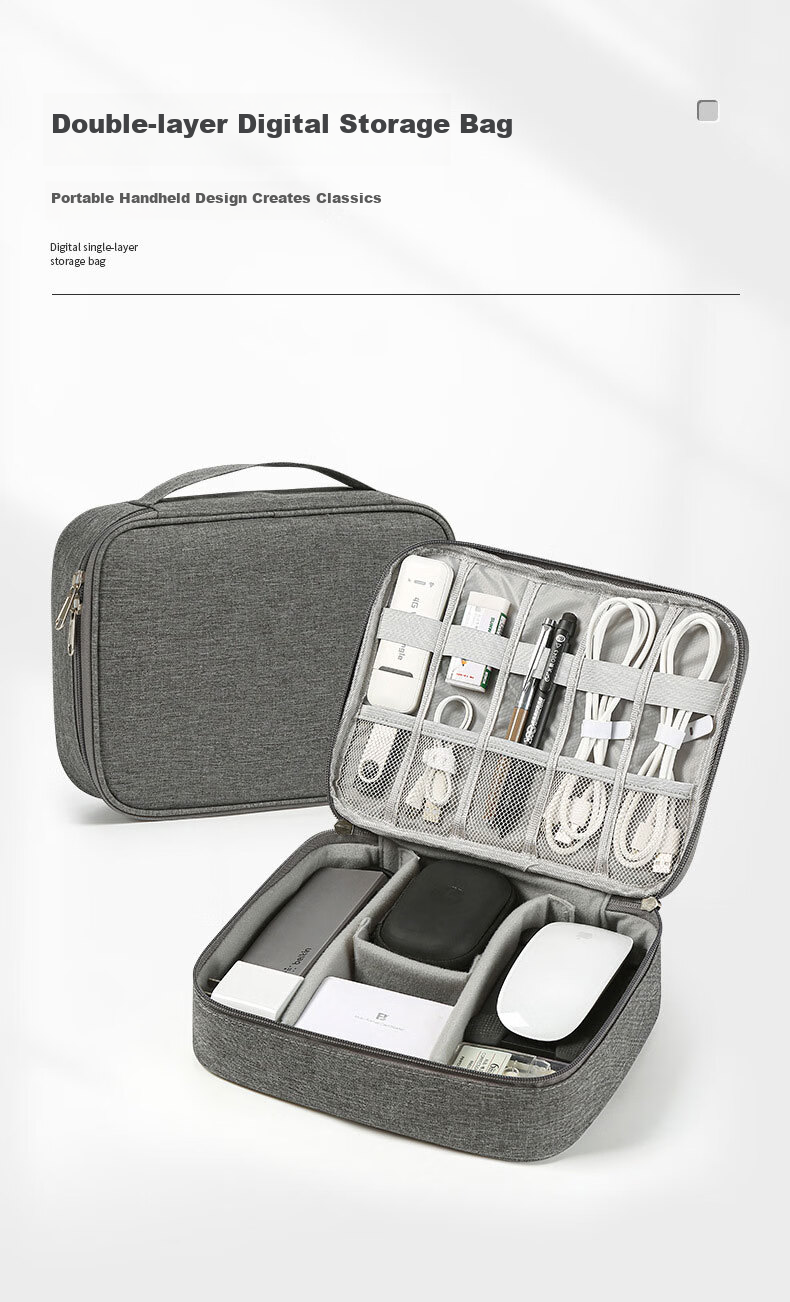 Youjialiangpin Data Cable Storage Pouch, Portable for Travel, Oxford Fabric, Double-Layer Design, Dust-Proof And Waterproof 1