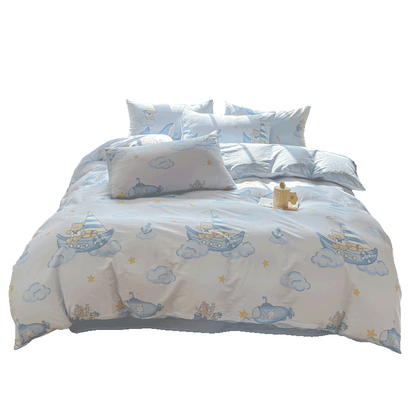 Grace Class A Pure Cotton 7A Antibacterial Duvet Cover 100% Cotton Printed Single Duvet Cover Cloud Sailor Bear 150*200cm