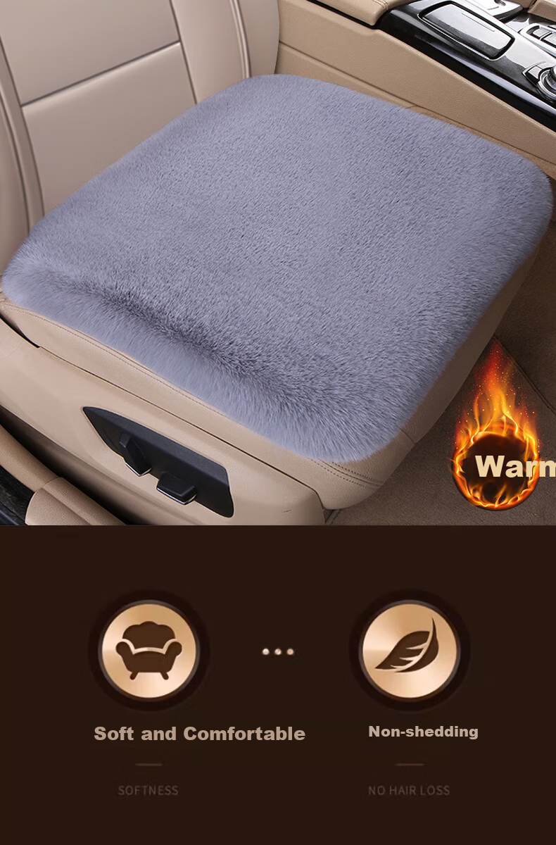 Jiabolan Winter Car Seat Cushion, Plush Thickened Short Plush Wool, Single Piece Backrest Pillow, Warm Rear Seat Commercial Vehicle Two-Piece Set 3