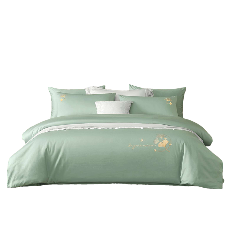 Boyang Home Textiles 60-Count Xinjiang Long-Staple Cotton Four-Piece Set Luxury Pure Cotton Bedding Sheet and Duvet Cover for 1.8m Bed Ginkgo Blossom Home Collection