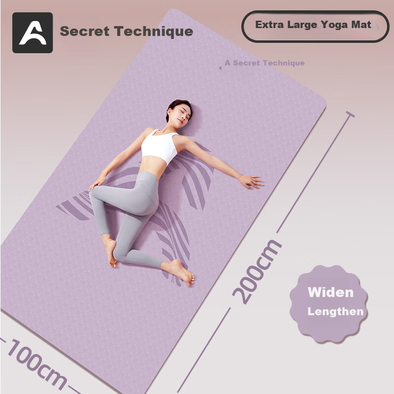 Aoyi Yoga Mat for Women, Home Use, Non-Slip, Widened And Thickened, Soundproof, Shock-Absorbing, Fitness Mat, Large Size, for Aerobics And Jump Rope Exercises