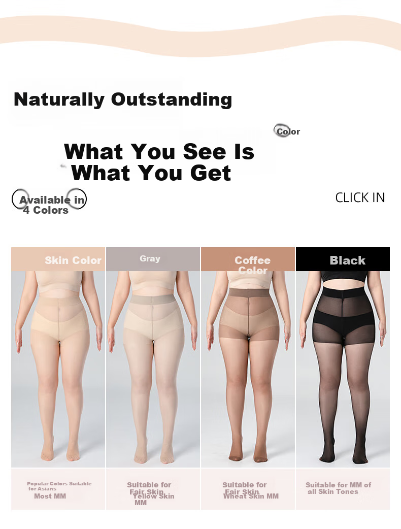 BONAS 26 New Style Stockings for Women, Plus Size Double Padded Ultra-Thin Pantyhose, Skin Color, Plus Size, Leggings, Bare Leg Effect 10