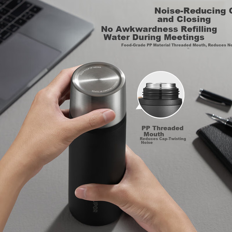 Термос SUPOR Insulated Bottle, 1л, нержавеющая сталь 316L, портативный для путешествий, черный