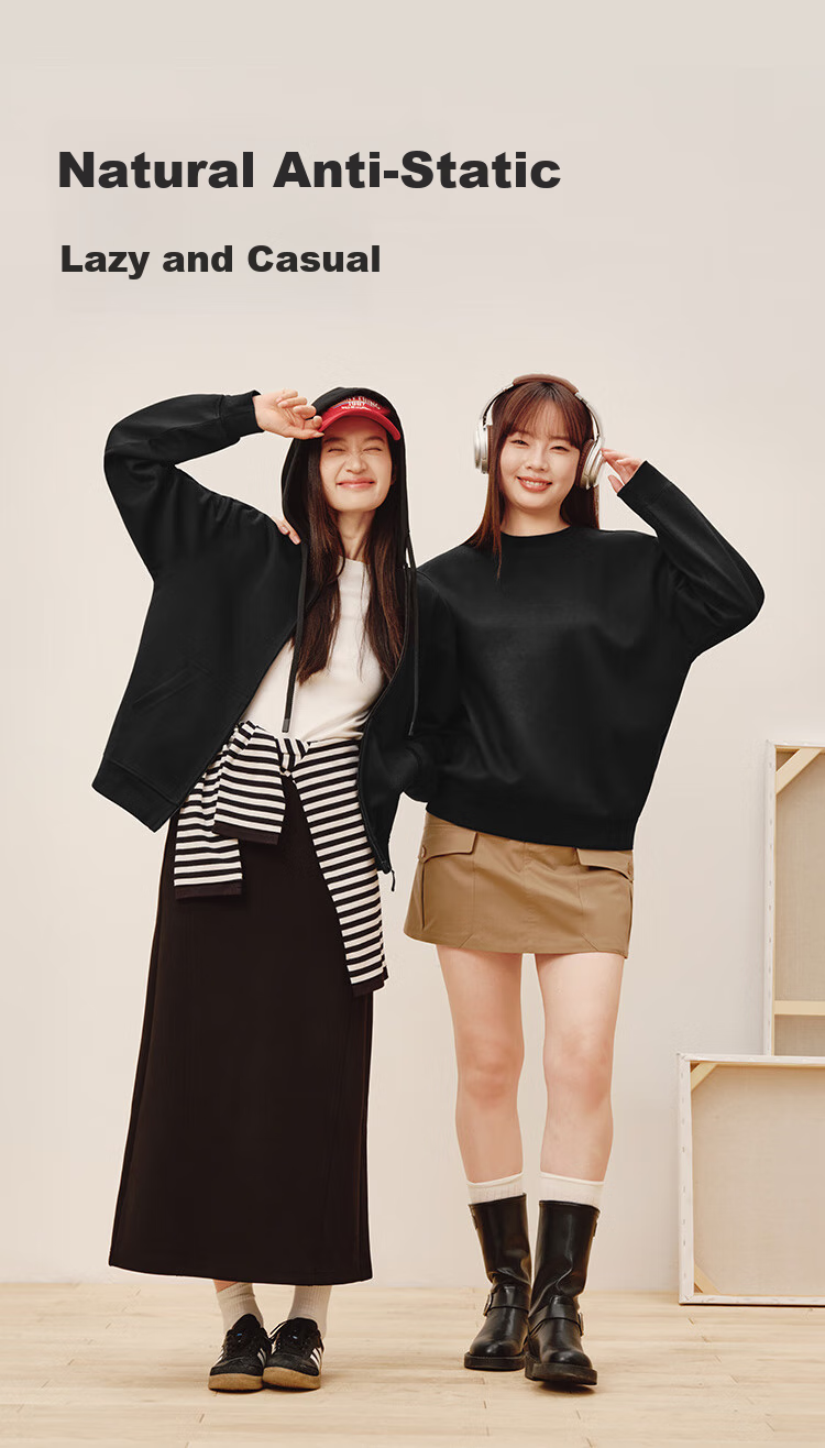 JD Original Women's Sweatshirt, New Winter Style Jacket, Round Neck Solid Color Clothing, Cream White, Size S 10