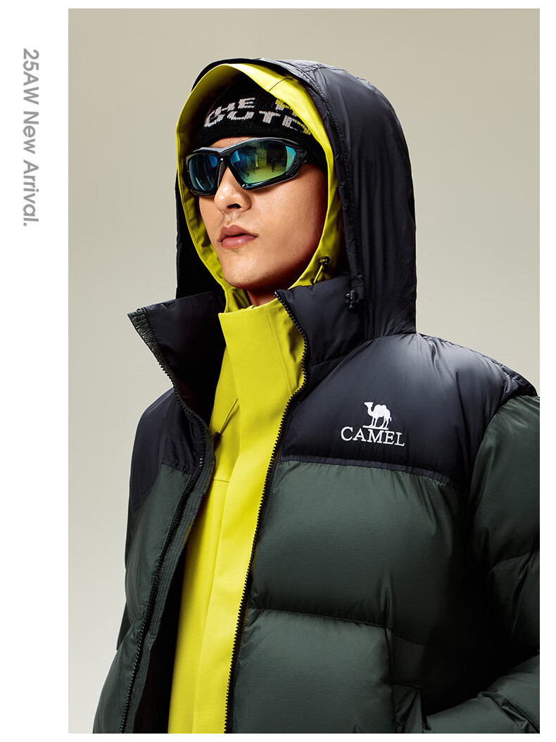 Camel Volcano 2.0 Men's Down Jacket Winter Thickened Warm Short Puffer Coat M13CR07066K Wang Junkai Edition 5