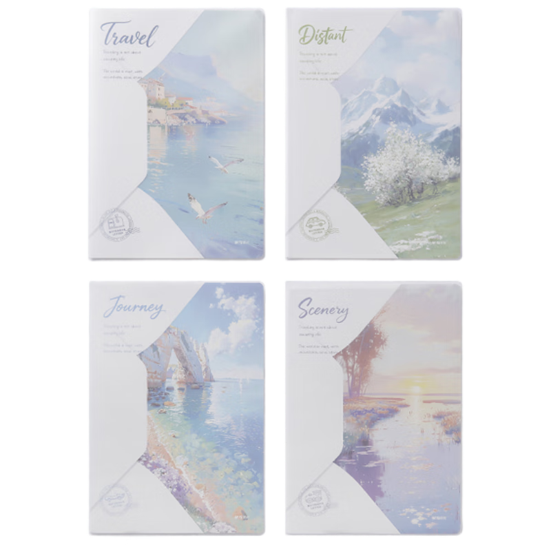 M&G B5 56-Sheet Plastic Cover Notebook High-Quality Mistake Notebook for Middle School and Graduate Exam Students Random Scenery Design JB-5602 Exam Essential