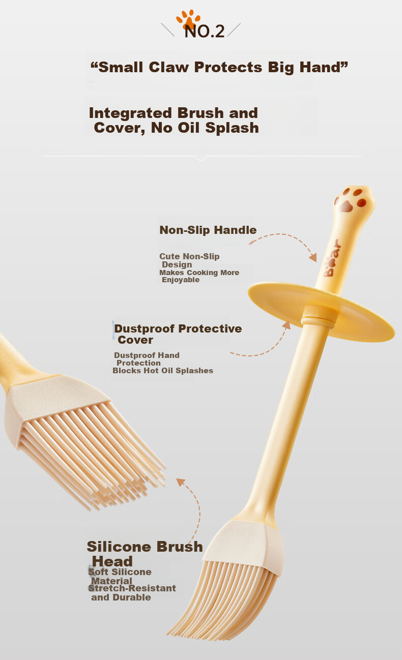Bear Oil Brush Bottle, Silicone Oil Brush Integrated Bottle, Oil Brush for Pancakes, Oil Bottle, Seasoning Bottle, Outdoor Barbecue, 250mL 4