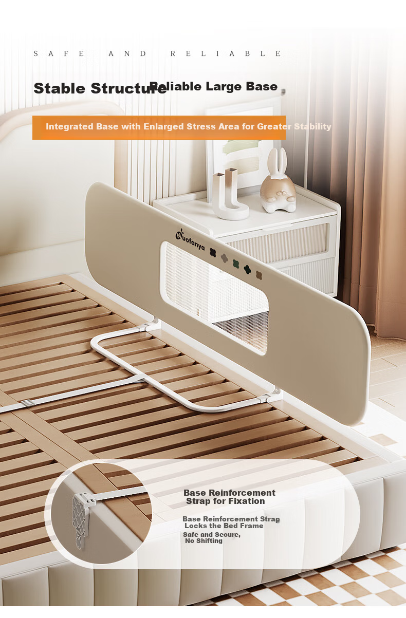 Nuofanya Baby Anti-Fall Guardrail, Crib Bumper, 1.8m Cream White Gold Color [No Barrier], One Side 11