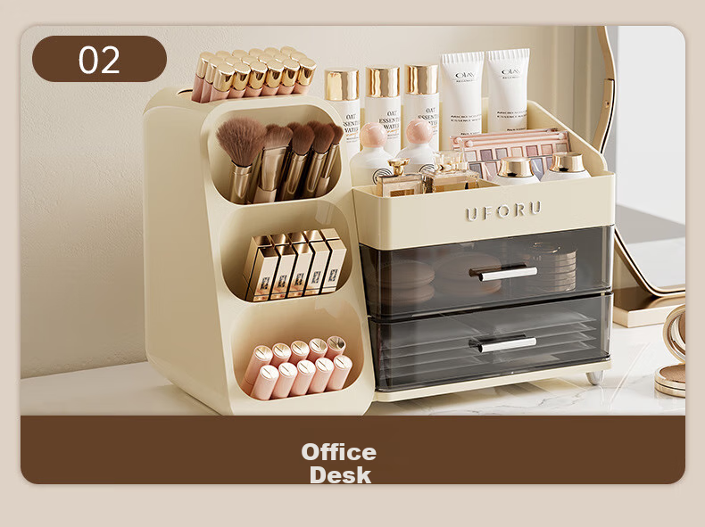 Fanyejia Cosmetic Storage Box Gift for Girlfriend, Desktop High-End Vanity Organizer for Skincare Products, Lipstick, Eyeshadow, And Makeup Brush Holder 9