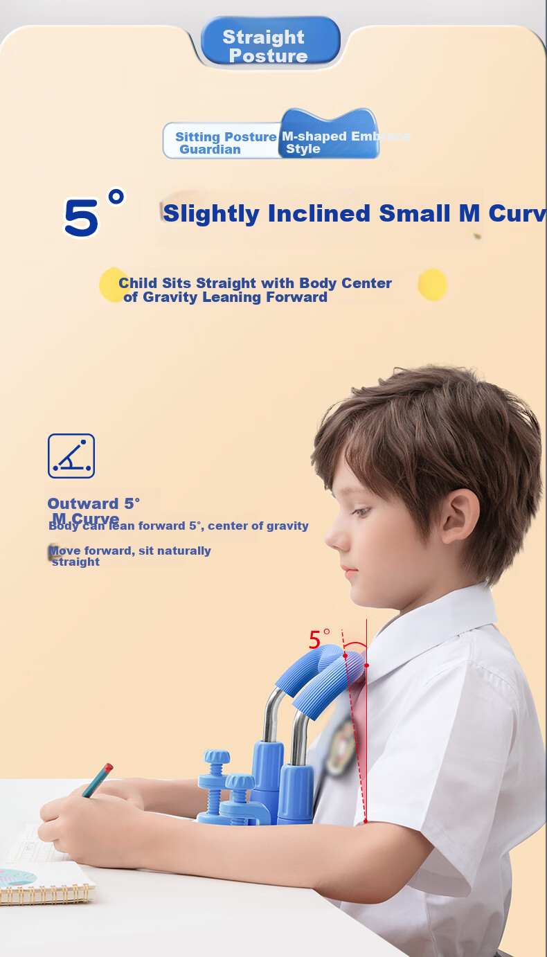 Maotaizi Posture Corrector, Anti-Lowering Head Writing Device, for Primary School Students, Protects Myopia, Prevents Hunchback, Improves Posture for Writing And Learning, Reading Aid Stand, Blue 5