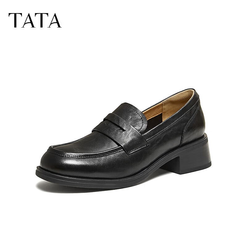 TATA 2026 Spring Mall Fashion Casual Versatile Loafers Black Size 36