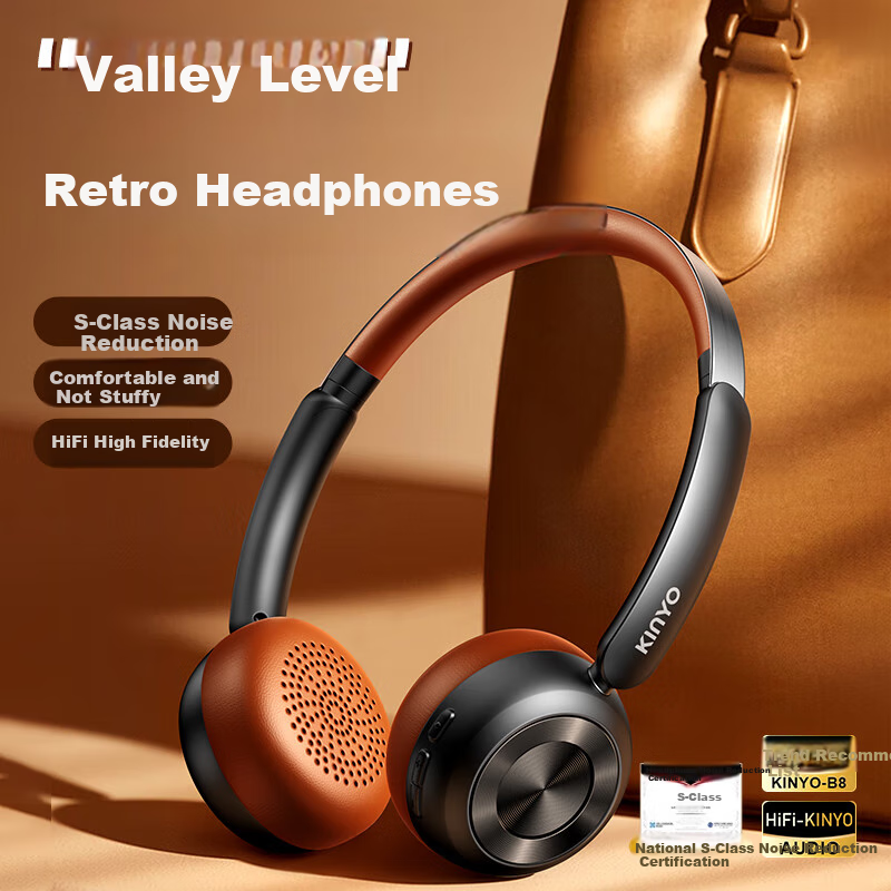 Jinyun [Sound Quality Noise Reduction 0 Bad Reviews] Retro Over-Ear Wireless Bluetooth Headphones Music Sound Quality Aesthetics Maillard Style OOTD Women's 6.0 Compatible with Apple 2025