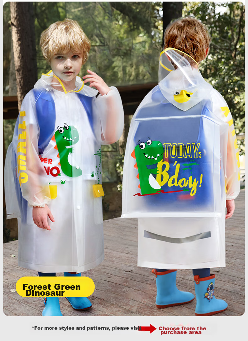 Moremerry Children's Raincoat for Boys And Girls, School Rainwear with Backpack Space, Kindergarten Poncho 27