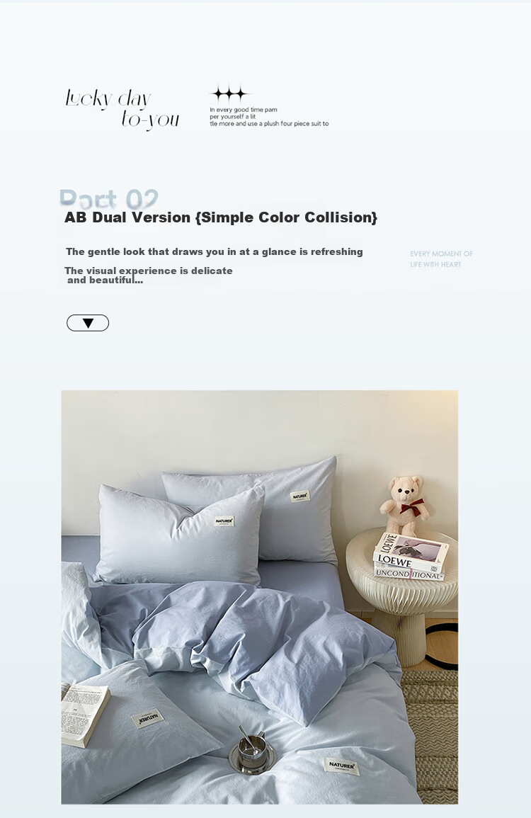 MiiOW Class A 100% Pure Cotton Duvet Cover, Bedding All-Cotton Single Student Dormitory Quilt Cover Single Piece 150*200cm 3