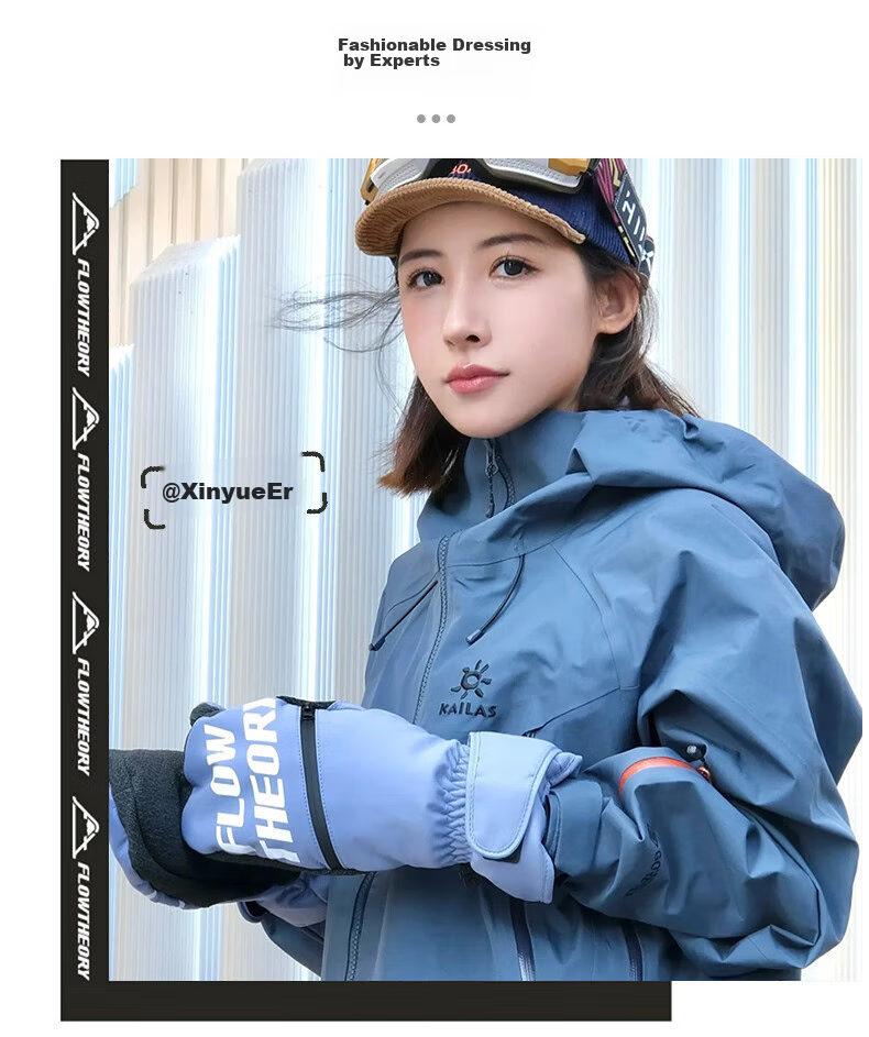 Flow Theory Full-Finger Kevlar Ski Gloves, Windproof, Waterproof, Warm, Wear-Resistant, Professional Single And Double Board Gloves 10