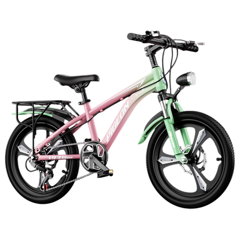 FG FLYING PIGEON Children's Bicycle for Ages 6-12 Youth Mountain Bike for Boys And Girls, Student Bike Pink Green 20-Inch with Gears