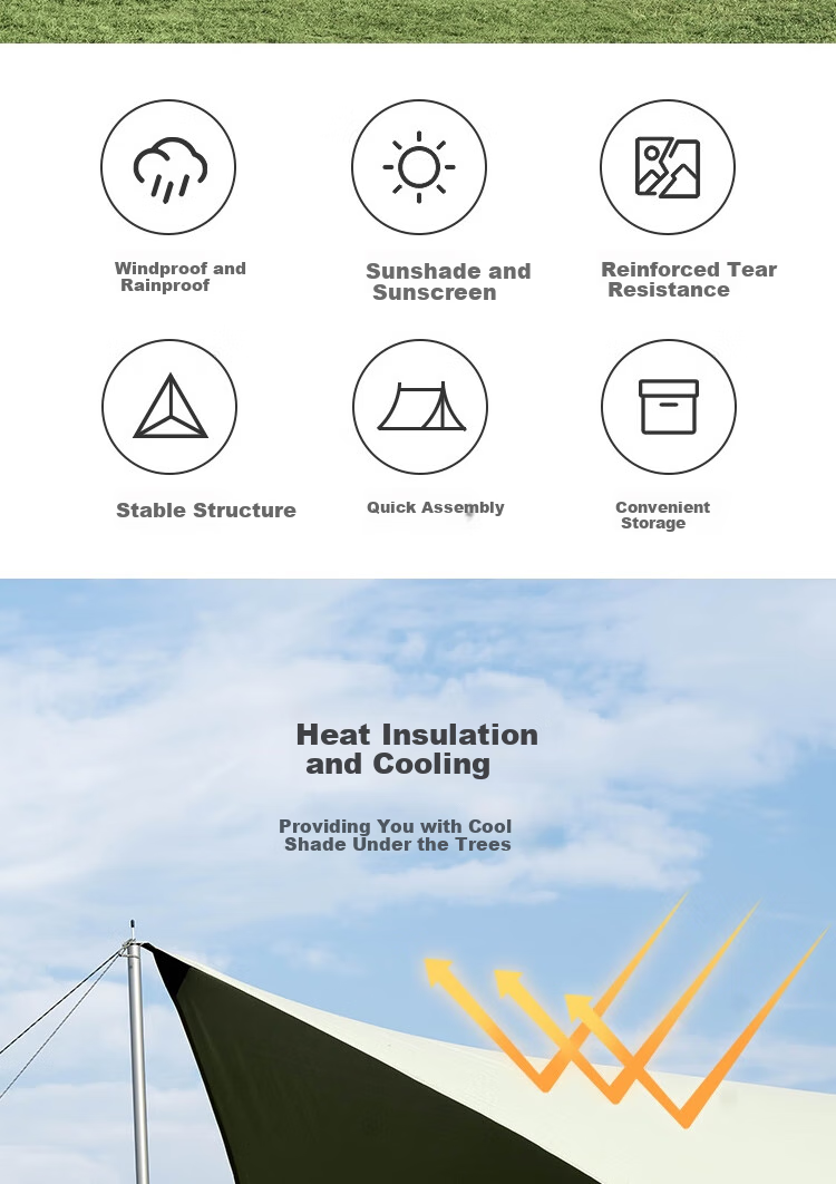 JD Original Butterfly-Shaped Silver-Coated 22-Square Outdoor Camping Hexagonal Canopy Tent, Sunshade, Picnic, Sun Protection, Rainproof Awning for 6-10 People 2
