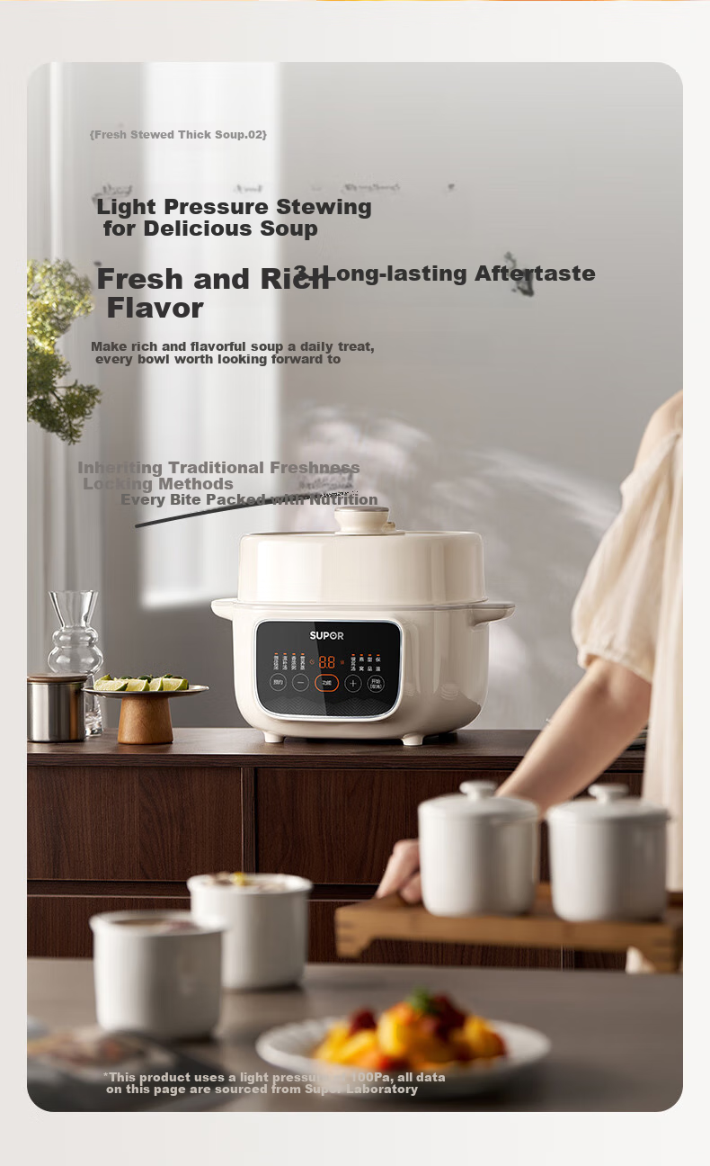 SUPOR Electric Stew Pot, Double Boiler Soup Pot, Bird's Nest Stew Pot, Baby Porridge Cooker, Electric Stew Pot 4.5L for Home Use, Steaming And Stewing, Micro-Pressure Electric Stew Pot DZ25YC891 3