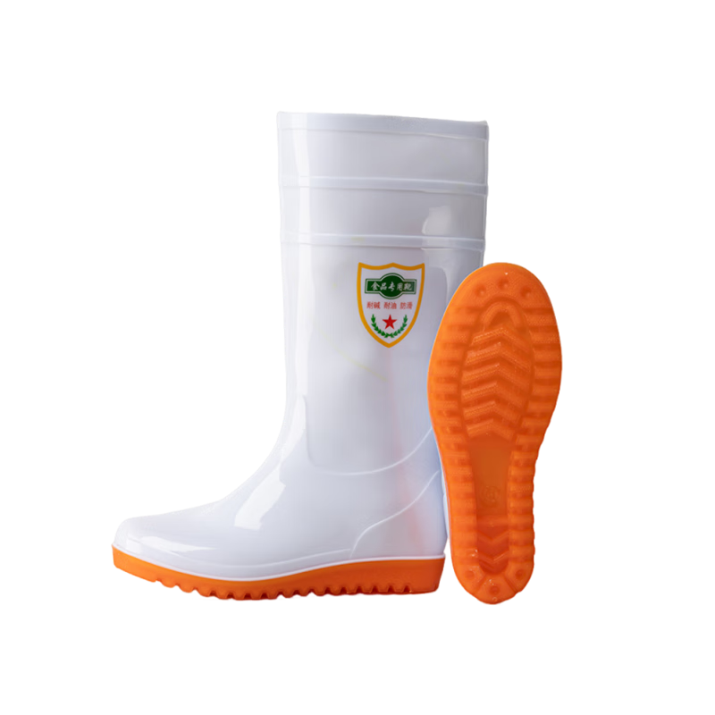 Gongqiyou Food Factory Labor Protection Rain Boots Size 40 Wear-Resistant Non-Slip High Tube Waterproof Work Sanitary White Shoes