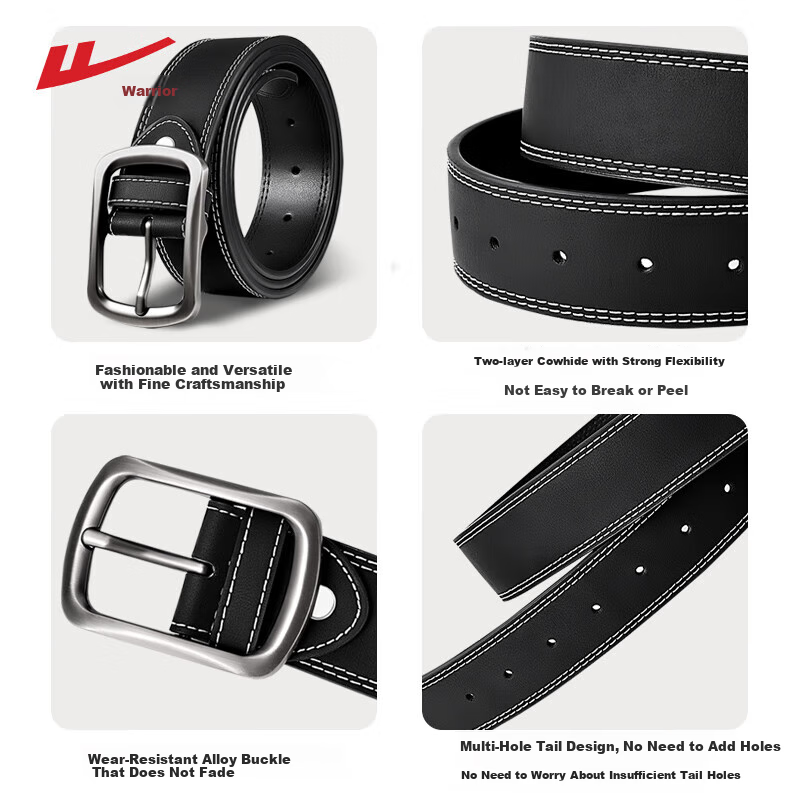 Huili Men's Genuine Leather Belt, Pure Cowhide Pin Buckle Style Hong Kong Fashion Trouser Belt, 2024 New Trendy Versatile Fashion for Young People