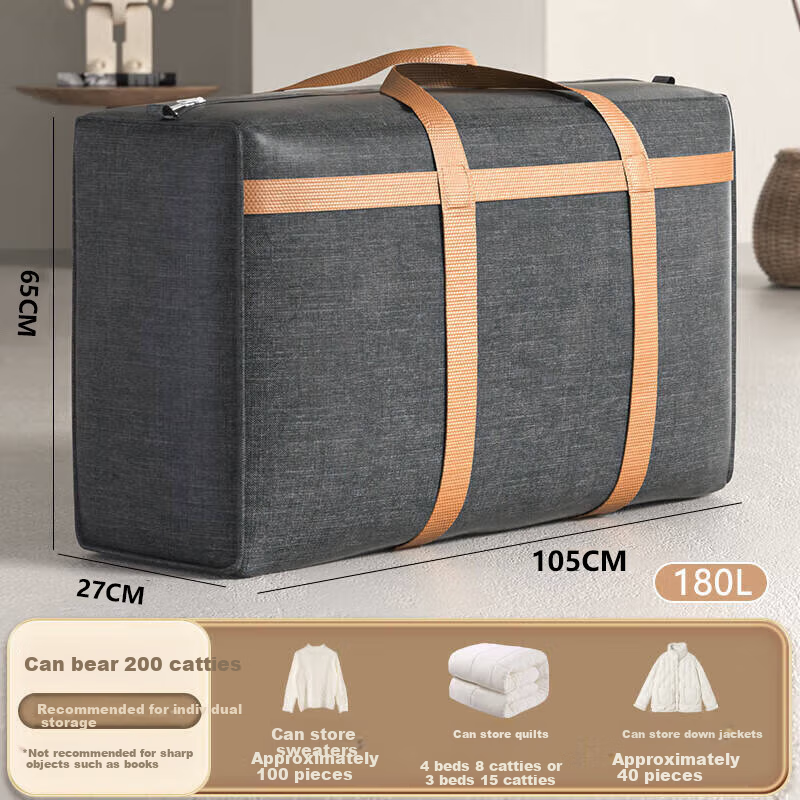 Shengnishangpin Moving Packing Bags, Woven Bags for Storage, Large Capacity 180L, Thickened Waterproof, 2-Pack, Gray 1