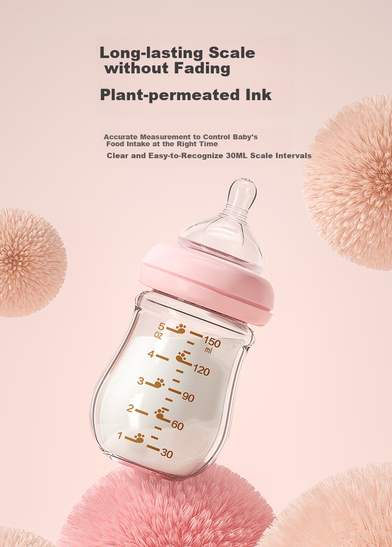 Oubeini Newborn Baby Bottle, Infant Bottle, Glass Bottle, Newborn Baby Bottle for 0-3 Months, 120ML 8