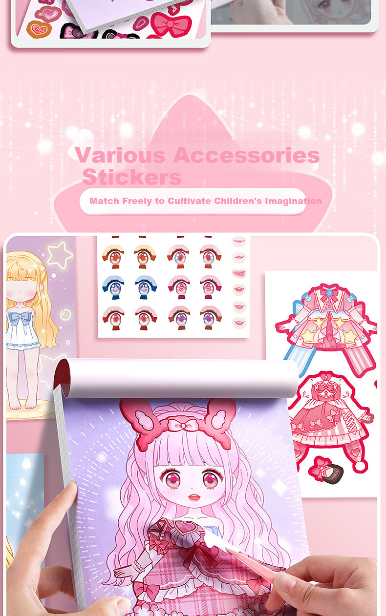 Kabaxiong Kindergarten Graduation Dress-Up Stickers, Princess Dress-Up Stickers, Girls' Toys, Children's Toys, Sticker Girls, Reward Stickers, No-Cut Stickers 5