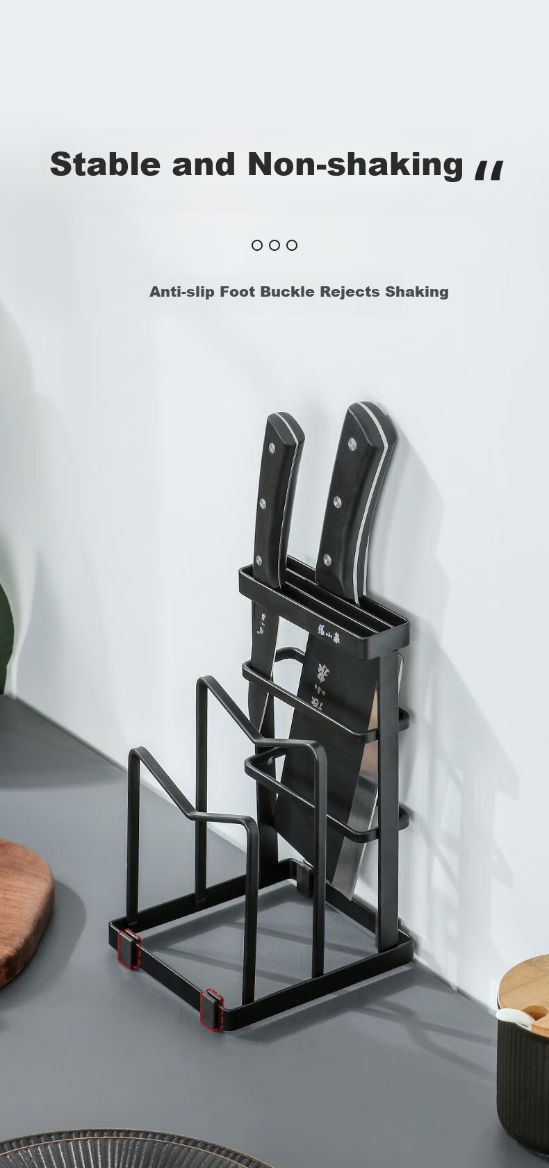 Zhangxiaoquan Jianzhi Series Multifunctional Metal Knife Holder, Pot Lid Rack, Storage Shelf, No-Drilling Organizer C52730100 3