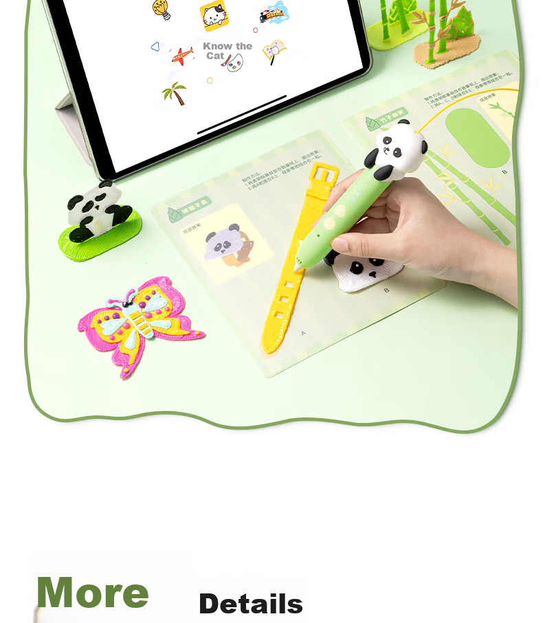 Deli Panda 3D Printing Pen, Dual-Speed Adjustment, 10 Consumables, USB Rechargeable, Back-To Toy, Children's Birthday Gift 12