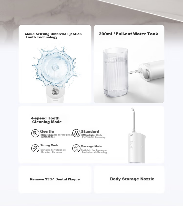 Mijia [National Day Gift] Xiaomi Portable Water Flosser, Dental Irrigator, F400 White Cloud-Shaped Umbrella Body, 4 Water Flossing Modes, Birthday Gift, Holiday Present 3