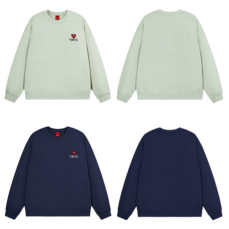 Charles Heart Sweatshirt Unisex Couple Casual Crewneck Love Heart Print Loose Fit Youth Simple Top Khaki S 8