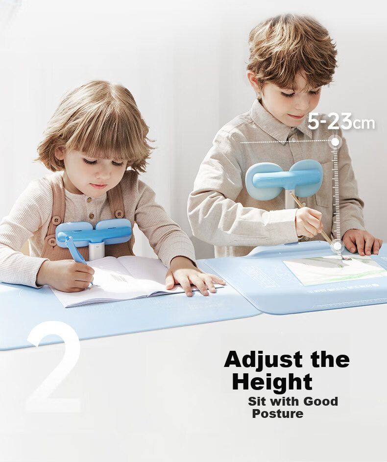 Jianqiaoshu [Lowest Price Online] Posture Corrector for Children's Desktop Version, Elementary School Student Anti-Low Head Writing Posture Corrector, Anti-Hunchback Back-To Gift, Sea Salt Blue 18