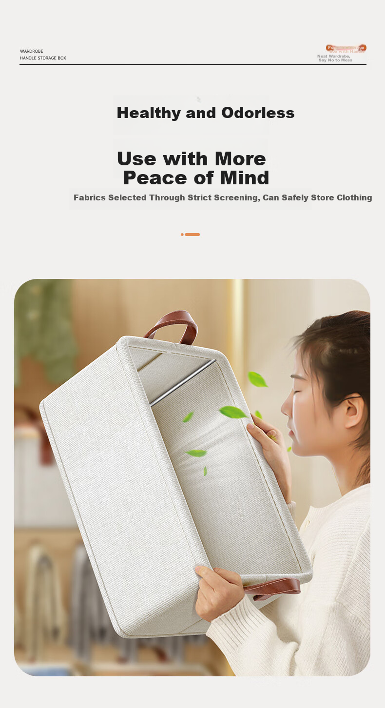 Baicaoyuan Fabric Storage Box, Clothes And Pants Organizer, Underwear Drawer Divider, Layered Storage Solution, 34L White 11