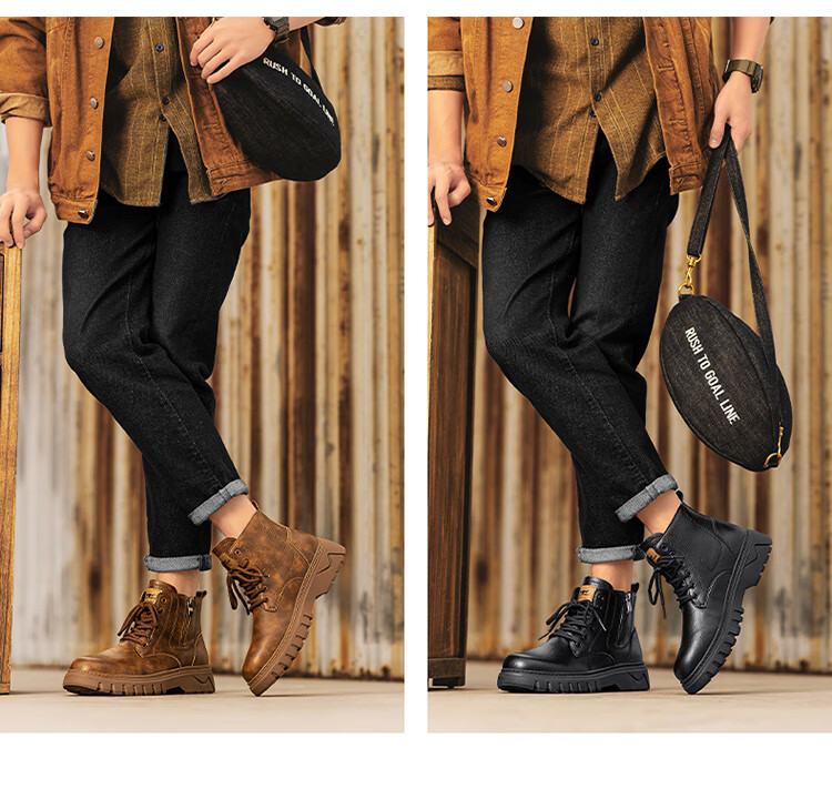 Bull Family Martin Boots Men 2026 Winter New British Style Retro Work Boots Thick Sole Durable Men's Motorcycle Boots 9