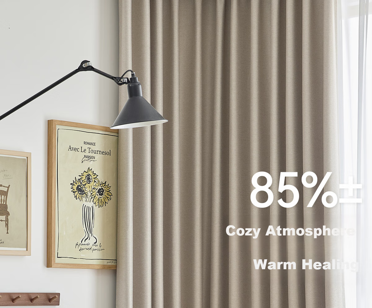 Jinchan Curtain Track Hooks for Bedroom High-End Curtains, Home Blackout Sun Protection, Milk Tea Color, 130*180 1