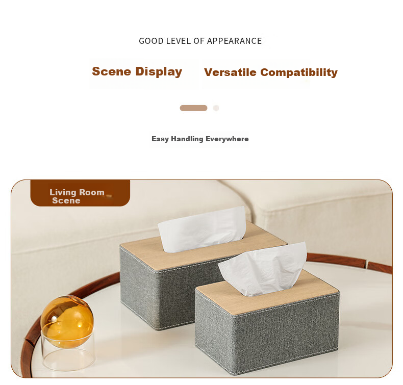 Ubility Leather Tissue Box Multifunctional Premium Desktop Remote Control Organizer Living Room High Aesthetic 9154 Classic Gray 14